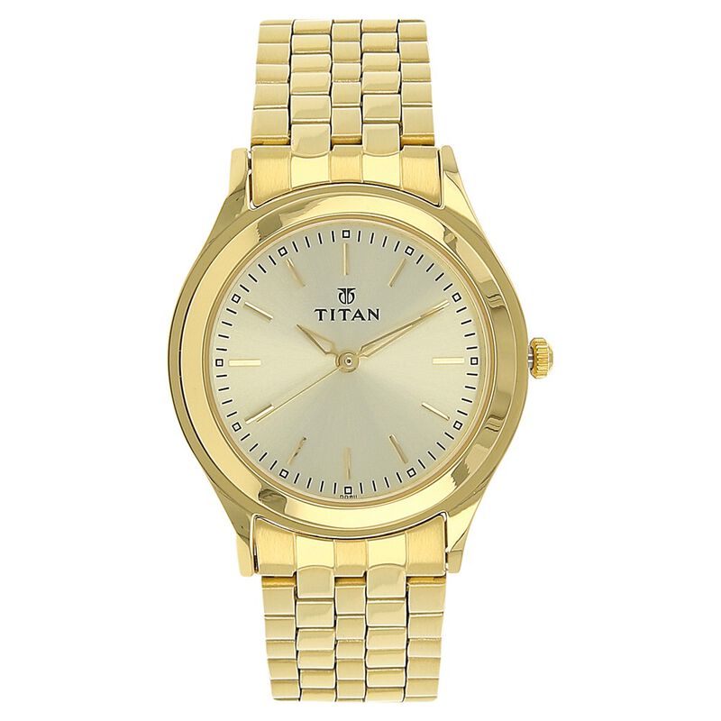 Titan Quartz Analog Champagne Dial Watch for Men - 1648YM02