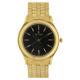 Titan Black Dial Yellow Stainless Steel Strap Watch - 1648YM03