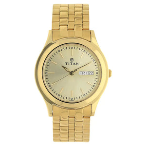 Titan Champagne Dial Yellow Stainless Steel Strap Watch NP1648YM05 - KRISHNA WATCH COMPANY
