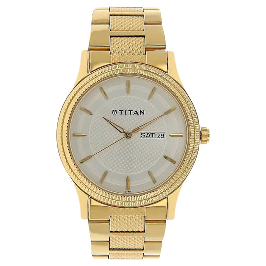 Titan Silver Dial Golden Stainless Steel Strap Watch 1650YM05