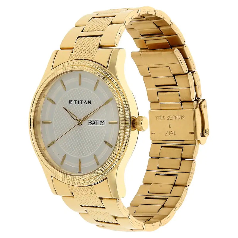 Titan Silver Dial Golden Stainless Steel Strap Watch - 1650YM05 - KRISHNA WATCH COMPANY