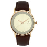Titan Champagne Dial Analog Leather Strap watch for Men  1672wl01