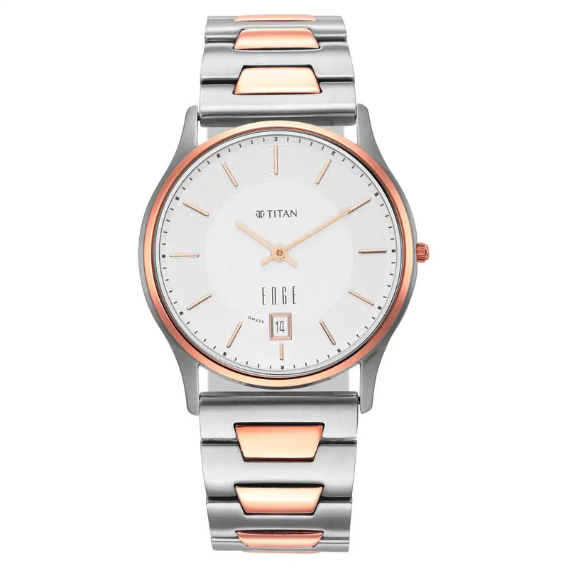 Titan Edge Metal Silver Dial Leather Strap Watch 1683KM01 - KRISHNA WATCH COMPANY