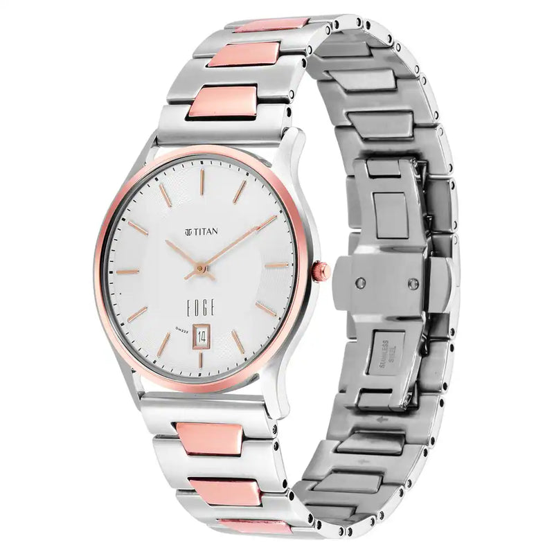 Titan Edge Metal Silver Dial Leather Strap Watch 1683KM01 - KRISHNA WATCH COMPANY