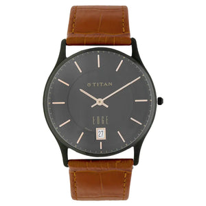 Titan Edge Brown Dial Leather Strap Watch NN1683NL01 (DE639) - KRISHNA WATCH COMPANY