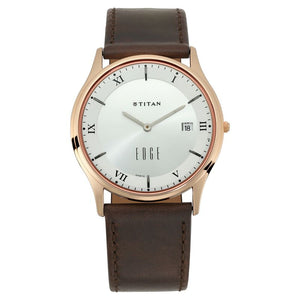 Titan Edge Quartz Analog White Dial Leather Strap Unisex Watch 1683WL02 - KRISHNA WATCH COMPANY