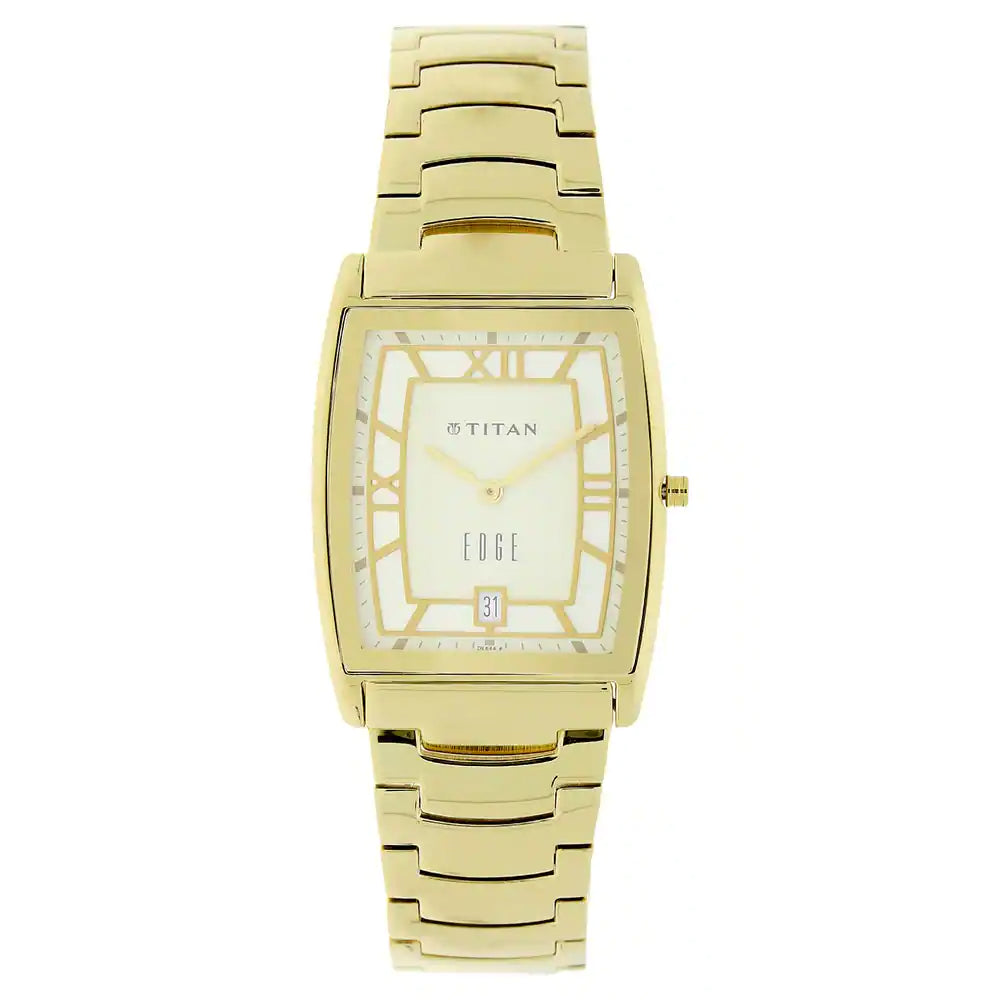 TITAN Edge Off White Dial Metal Strap Watch 1684YM01