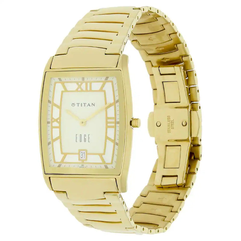 TITAN Edge Off White Dial Metal Strap Watch 1684YM01 - KRISHNA WATCH COMPANY