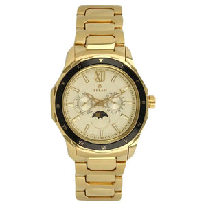 Titan Champagne Dial Golden Stainless Steel Strap Watch NP1688KM01 - KRISHNA WATCH COMPANY
