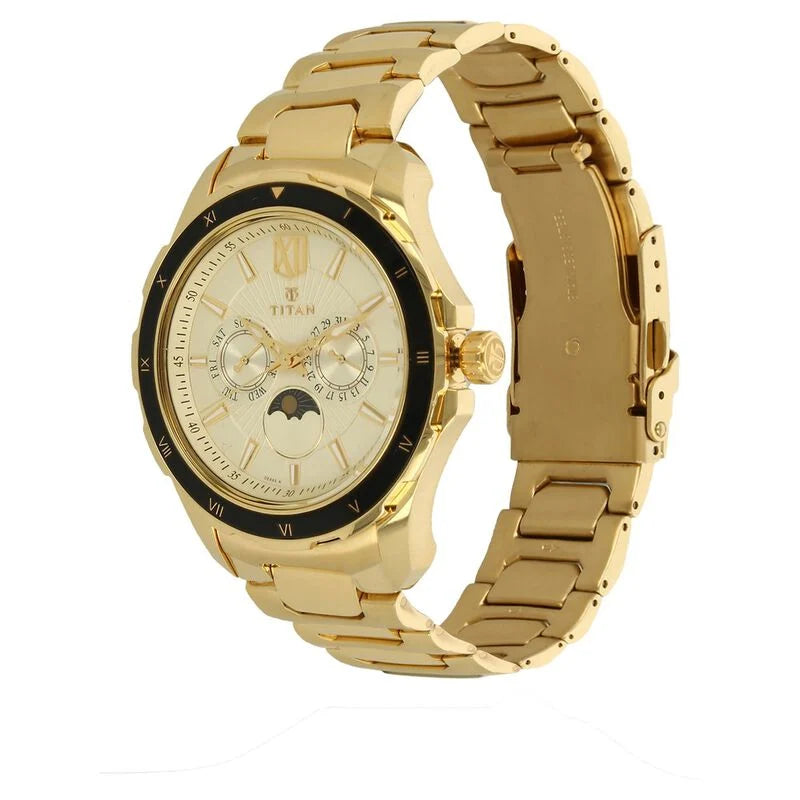 Titan Quartz Multifunction Champagne Dial watch for Men - 1688KM01 - KRISHNA WATCH COMPANY