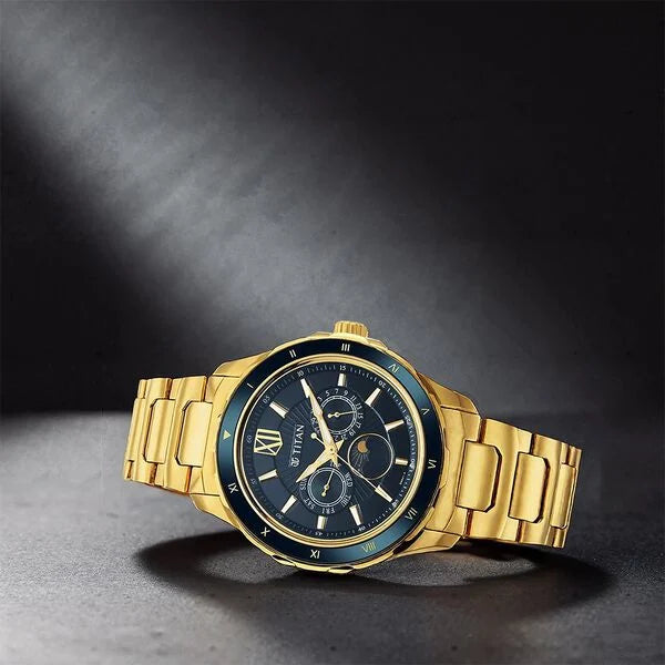 Titan Regalia Premium Green Dial Stainless Steel Strap Watch for Men 1688KM05