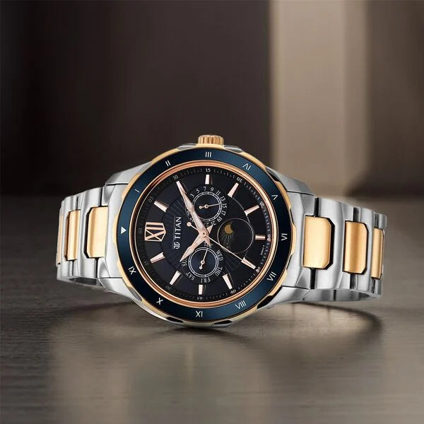 Titan Regalia Premium Blue Dial Quartz Multifunction Stainless Steel Strap watch for Men 1688KM06