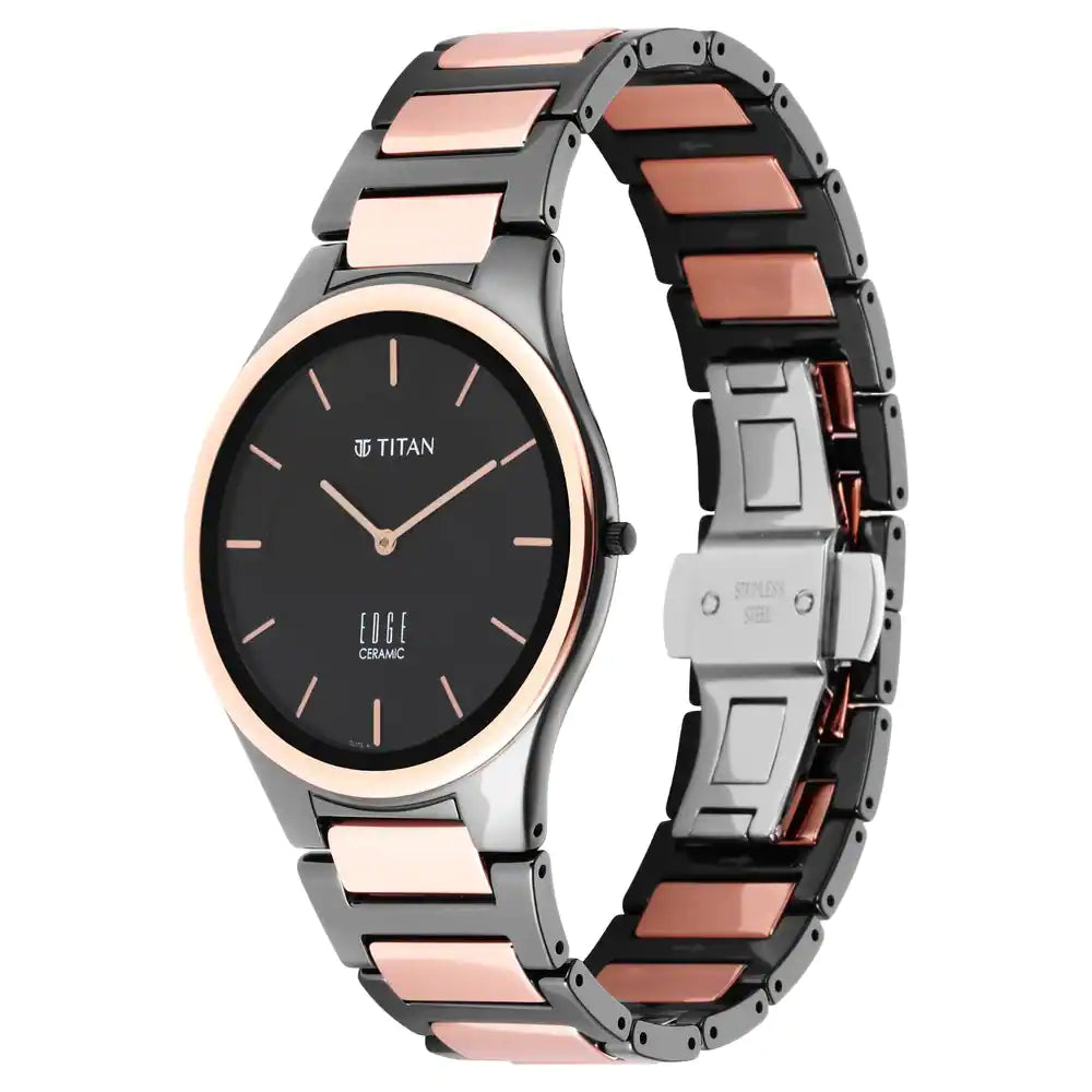 Edge Ceramic Midnight Gold Slimmest Ceramic Analog Watch