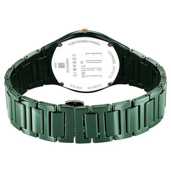 Titan Edge Bicolour Quartz Analog Green Dial And Green Ceramic Strap Watch For Men 1696kc10