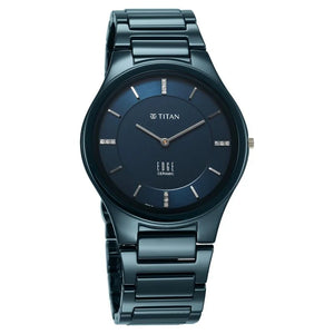 Titan Edge Ceramic Quartz in Atlantic Blue Dial Watch for Men - 1696QC09 - KRISHNA WATCH COMPANY