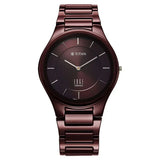 Titan Wine Ceramic Quartz Analog Maroon Dial Ceramic Strap Watch For Men 1696qc19