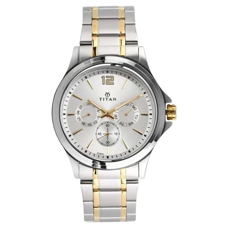 Titan Workwear Silver Dial Quartz Multifunction Stainless Steel Strap watch for Men  1698BM01