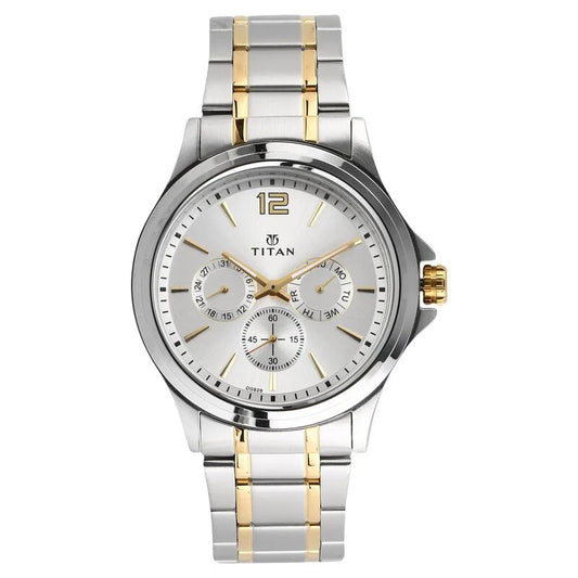 Titan Workwear Silver Dial Quartz Multifunction Stainless Steel Strap watch for Men  1698BM01
