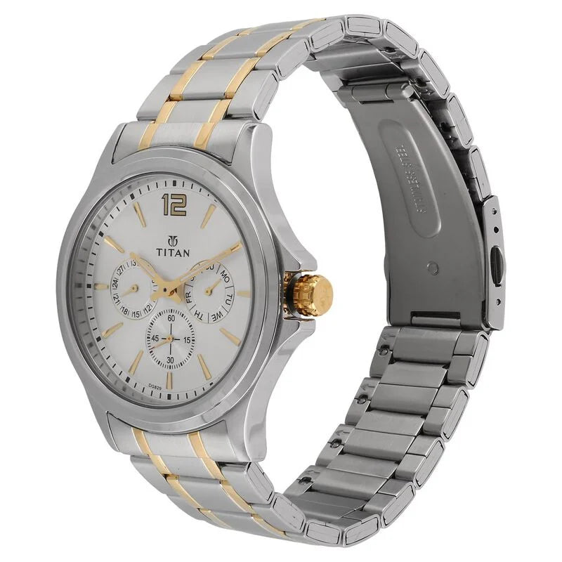 Titan Workwear Silver Dial Quartz Multifunction Stainless Steel Strap watch for Men  1698BM01
