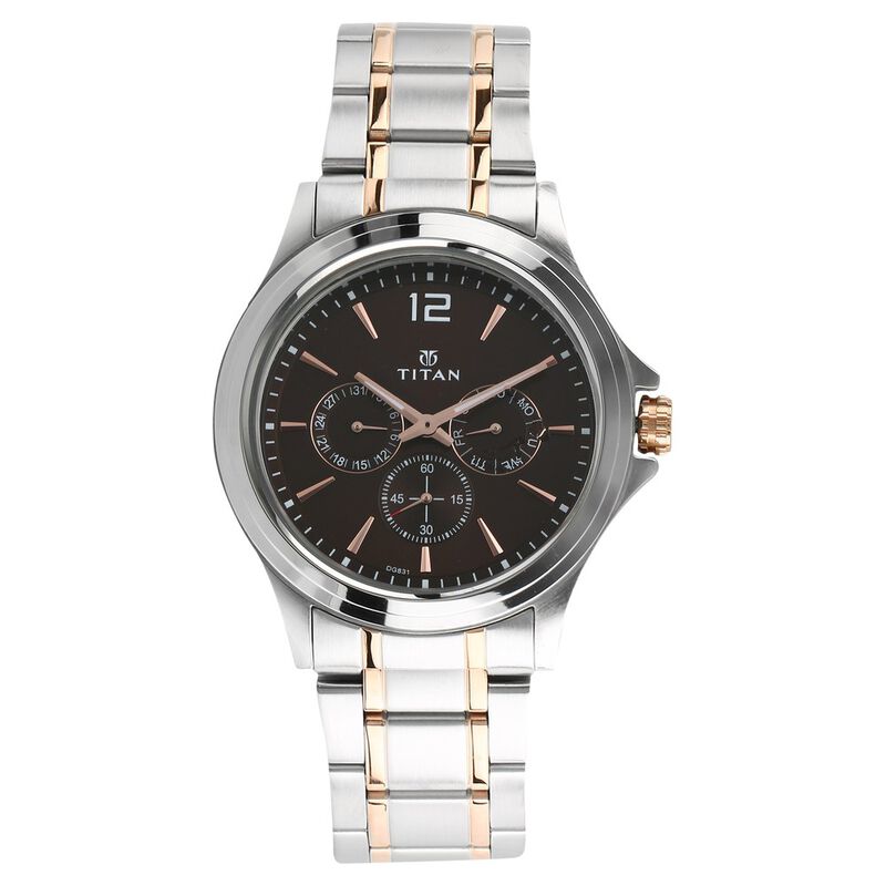 Titan Workwear Quartz Multifunction Brown Dial watch for Men - 1698KM01