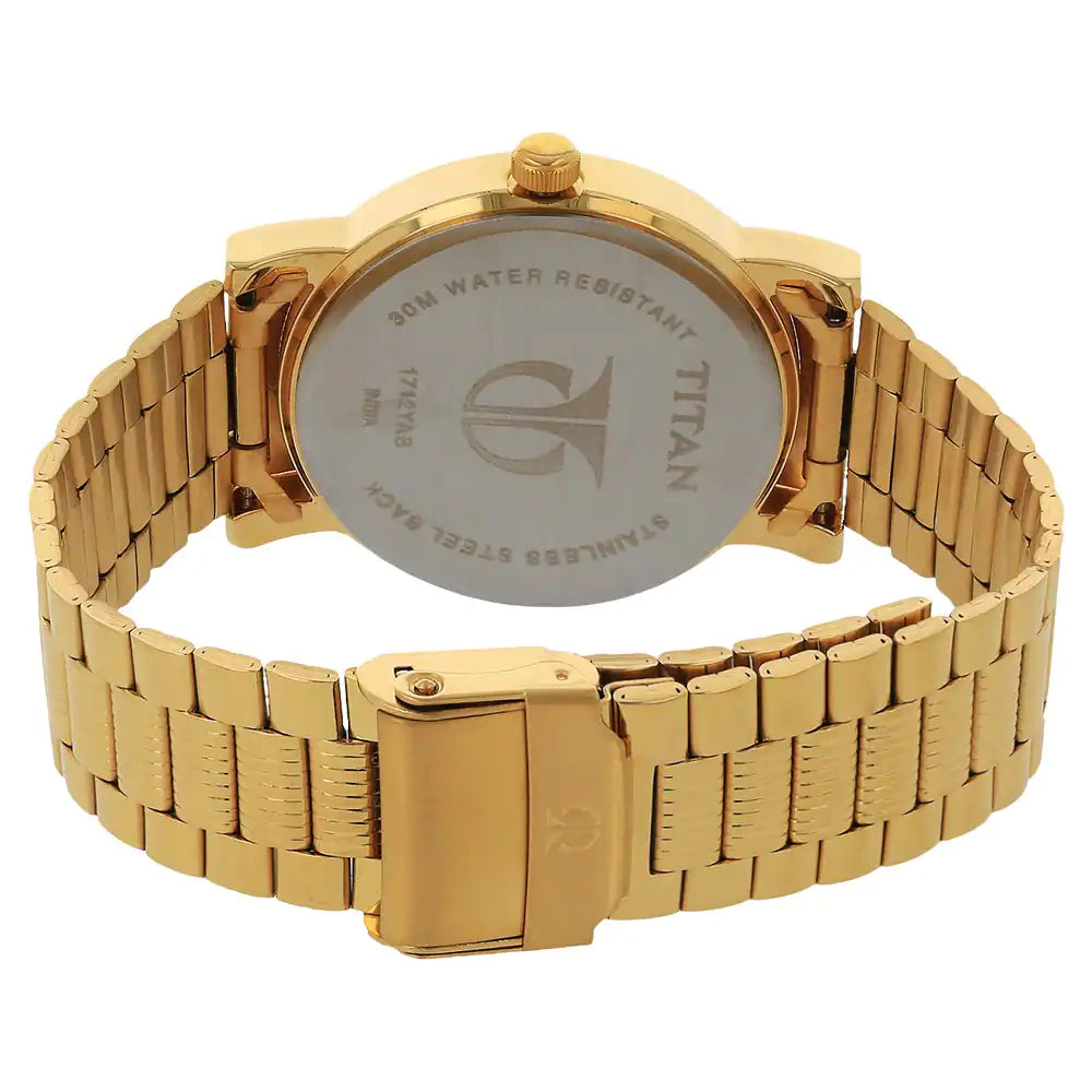 Titan Silver Dial Golden Stainless Steel Strap Watch -1712YM02