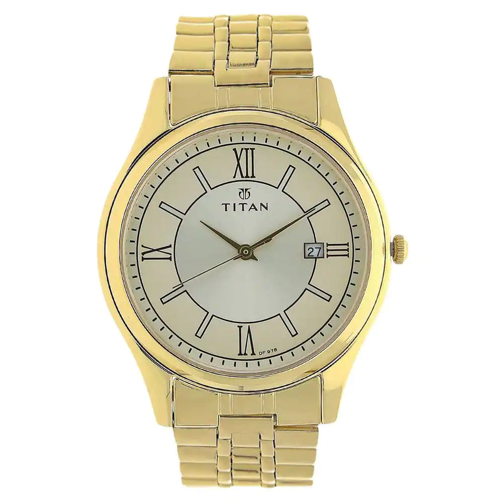 Champagne Dial Golden Stainless Steel Strap Watch NP1713YM03