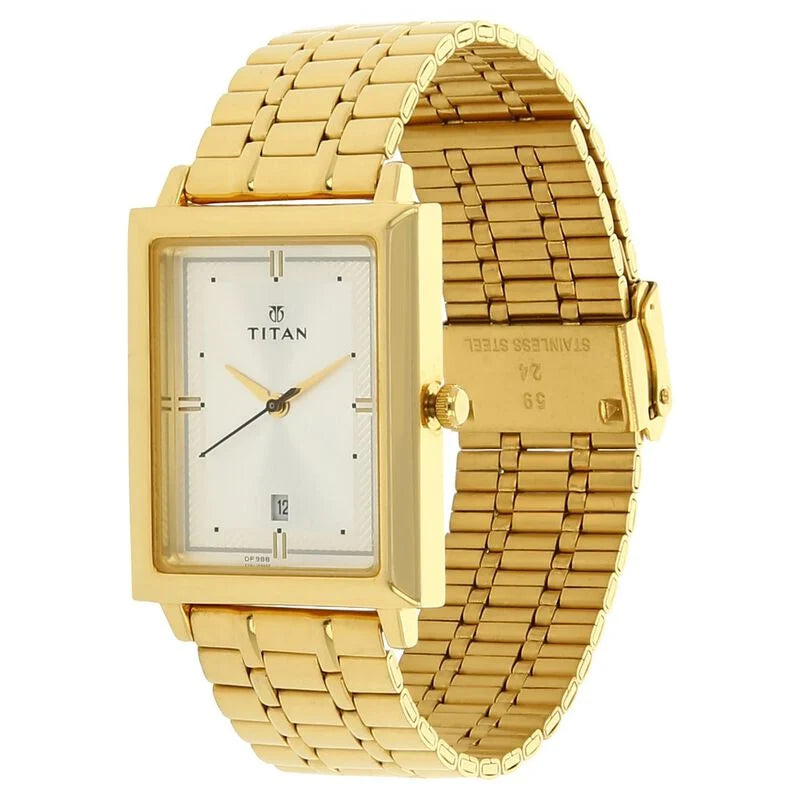 Titan Analog with Date Silver Dial Quartz Stainless Steel Strap Mens  1715YM01