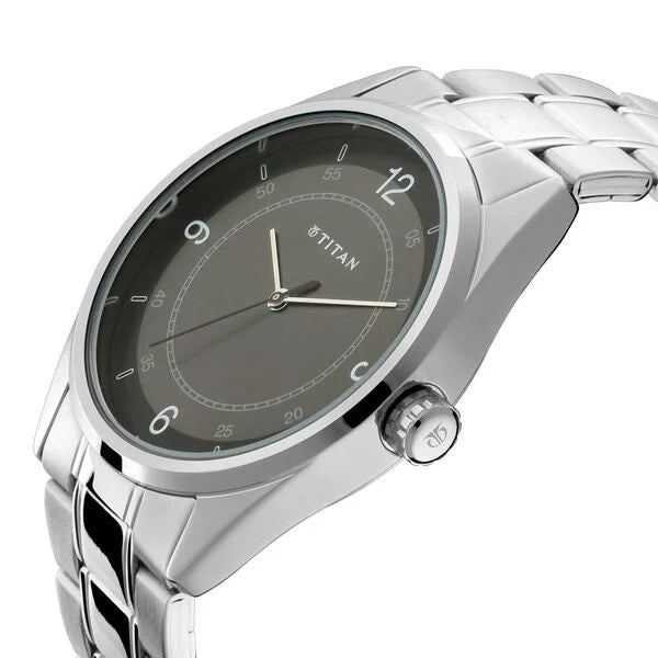 Titan Men's Eleganza Lumina Blue: Luminous Dial Watch with Sophisticated Link Metal Strap 1729sm03