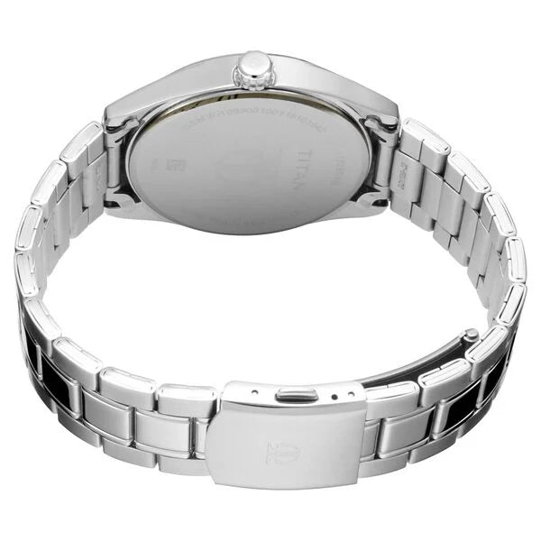 Titan Men's Eleganza Lumina Blue: Luminous Dial Watch with Sophisticated Link Metal Strap 1729sm03
