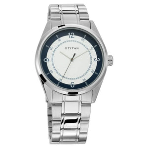 Titan Men's Timeless Charm: Men's Analog Watch with white Dial and Metal Strap 1729SM04 - KRISHNA WATCH COMPANY