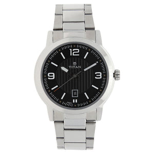 Titan Quartz Analog Analog with Date Black Dial Stainless Steel Strap Watch for Men NR1730SM02 - KRISHNA WATCH COMPANY