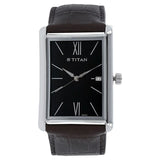 Titan Men's Urban Chic: Modernist Black Dial & Leather Strap Watch / 1731SL01
