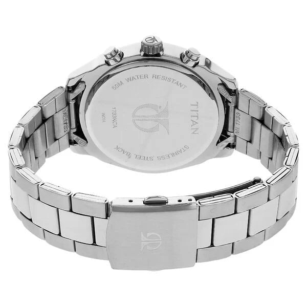 Titan Workwear Quartz Multifunction Silver Dial Stainless Steel Strap Watch for Men 1733km02