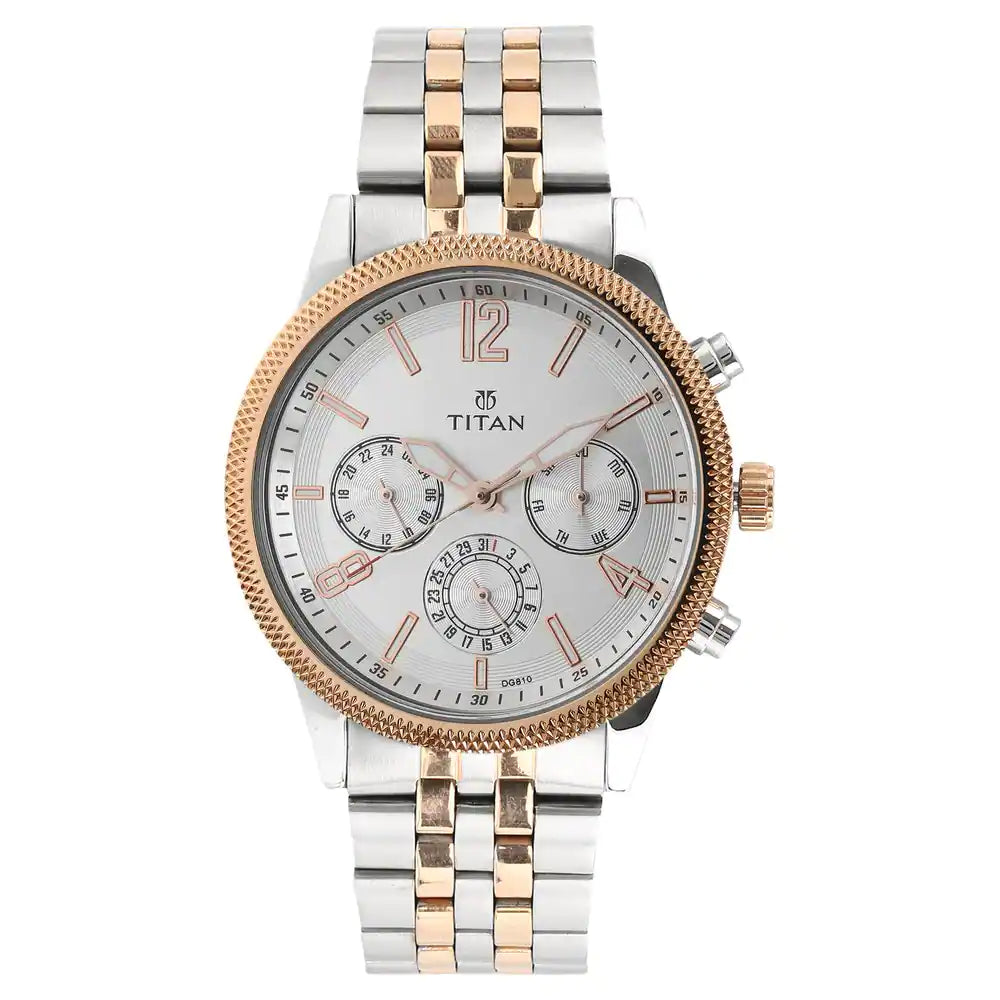 Titan Workwear Watch with White Dial & Stainless Steel Strap 1734KM02
