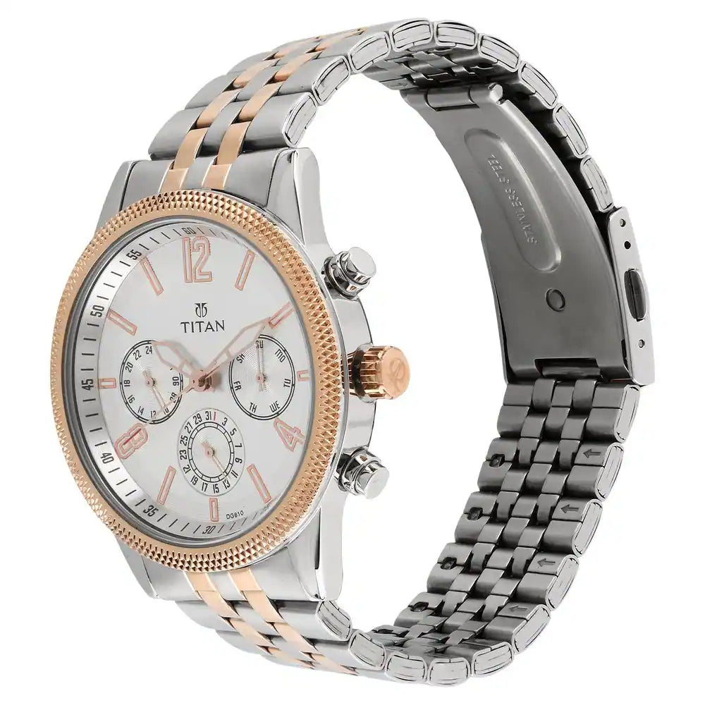 Titan Workwear Watch with White Dial & Stainless Steel Strap 1734KM02