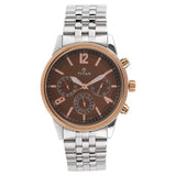 Titan Workwear Quartz Multifunction Brown Dial Stainless Steel Strap watch for Men 1734KM03