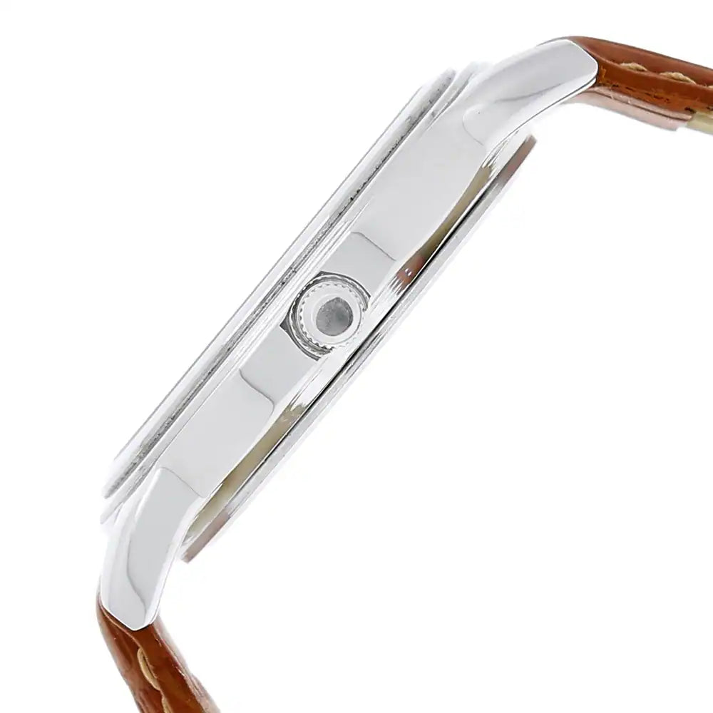 Titan Silver Dial Brown Leather Strap Watch NN1735SL01 (DG399)