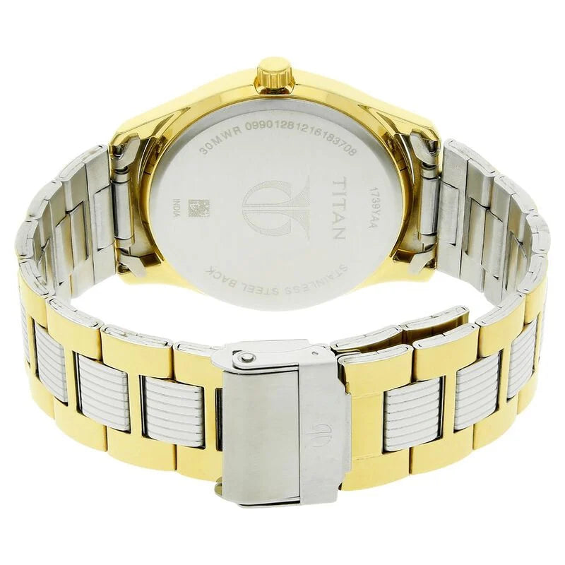 Titan Quartz Analog White Dial Stainless Steel Strap Watch for Men  1739BM01