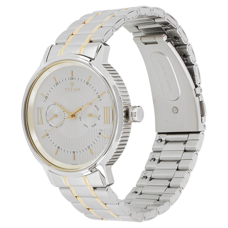 Titan Regalia Baron Silver Dial Analog with Day and Date Stainless Steel Strap watch for Men 1743BM01