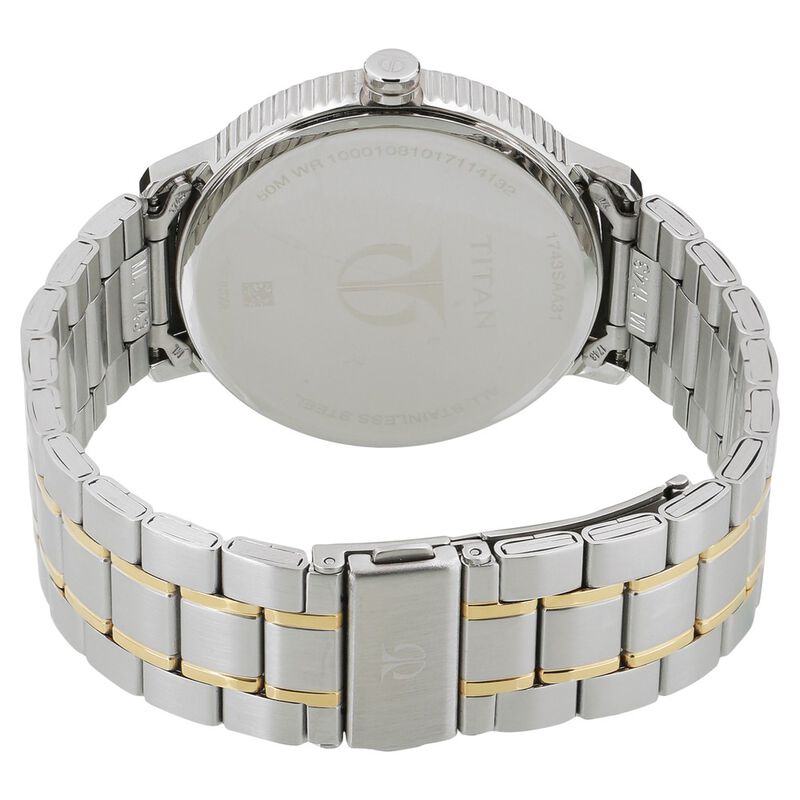 Titan Regalia Baron Silver Dial Analog with Day and Date Stainless Steel Strap watch for Men 1743BM01