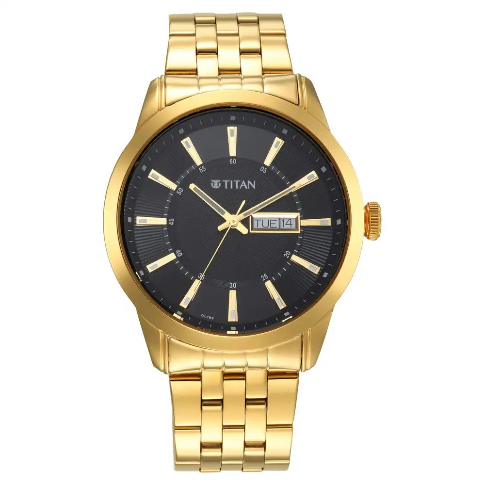 Titan Regalia Opulent Champagne Dial Golden Stainless Steel Strap Watch 1752YM03