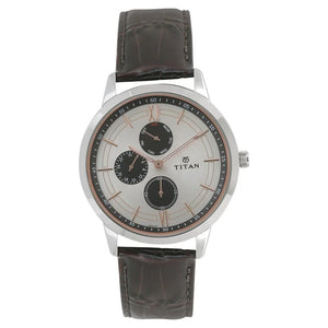 Titan Quartz Multifunction White Dial Leather Strap Watch for Men NQ1769SL04 / 1769SL04 - KRISHNA WATCH COMPANY