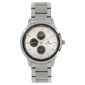 Titan Workwear White Dial Quartz Multifunction Stainless Steel Strap watch for Men 1769sm02 - KRISHNA WATCH COMPANY
