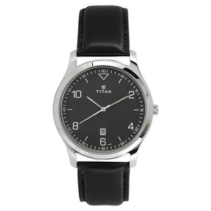 Titan Workwear Watch with Black Dial & Leather Strap NN1770SL02 (DH331) - KRISHNA WATCH COMPANY