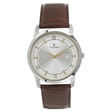 TITAN Silver Dial Brown Strap Watch - 1774SL01