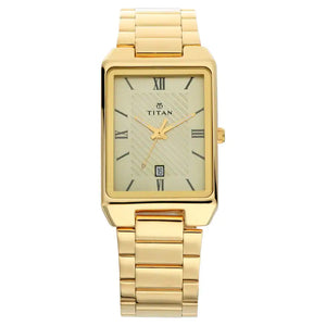 Titan Champagne Dial Stainless Steel Strap Watch NL1777YM02 (DJ473) - KRISHNA WATCH COMPANY