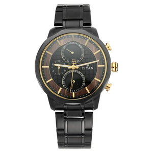 Titan Quartz Multifunction Black Dial Metal Strap Watch for Men 1789KM02 - KRISHNA WATCH COMPANY