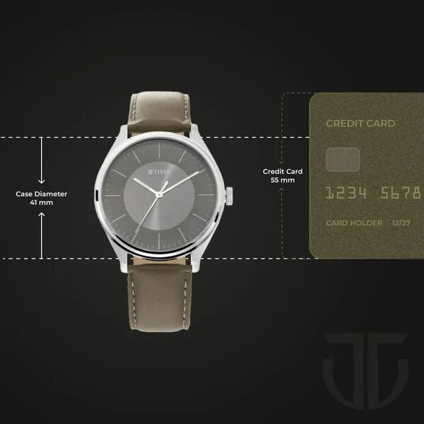 Titan Men's Urban Edge Lustrous Olive Dial Leather Watch - 1802SL08