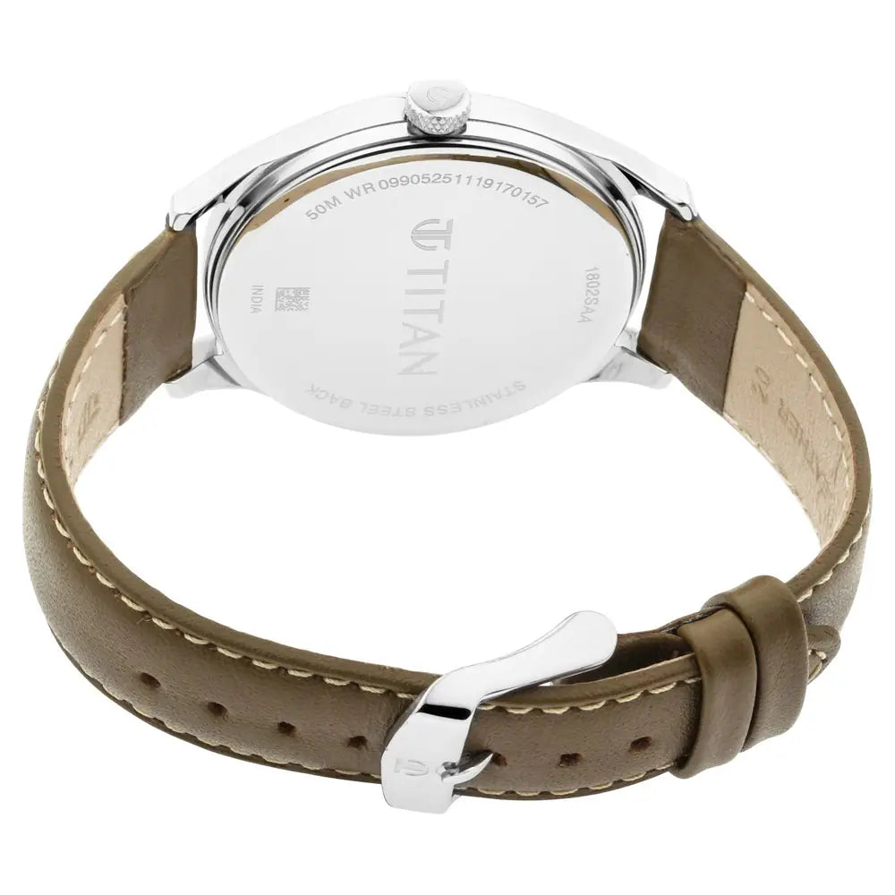 Workwear Watch with Olive Grey Dial & Leather Strap NN1802SL09 (DK232)