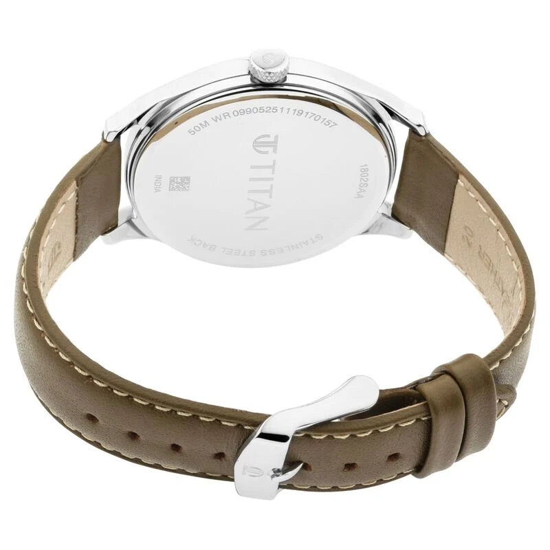 Titan Men's Urban Edge Lustrous Gold Dial Leather Watch 1802SL09